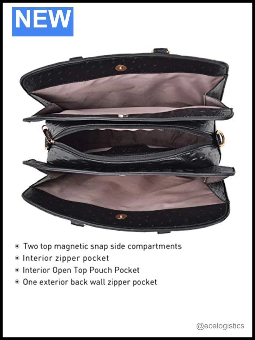 Faux Leather Woman Satchel Hobo Tote Set with 3 Compartments Shoulder Handbag